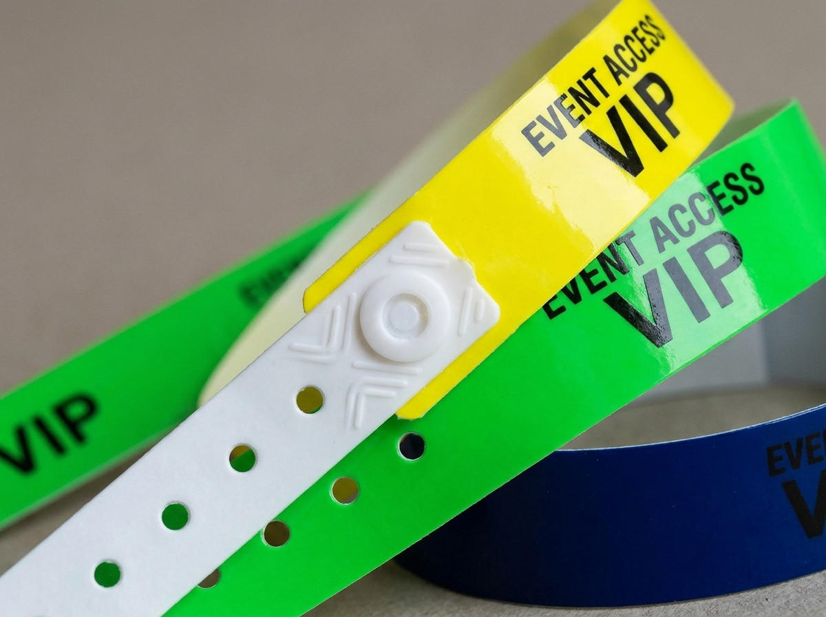 Braccialetti in vinile PVC colorati per il controllo degli accessi con chiusura antimanomissione